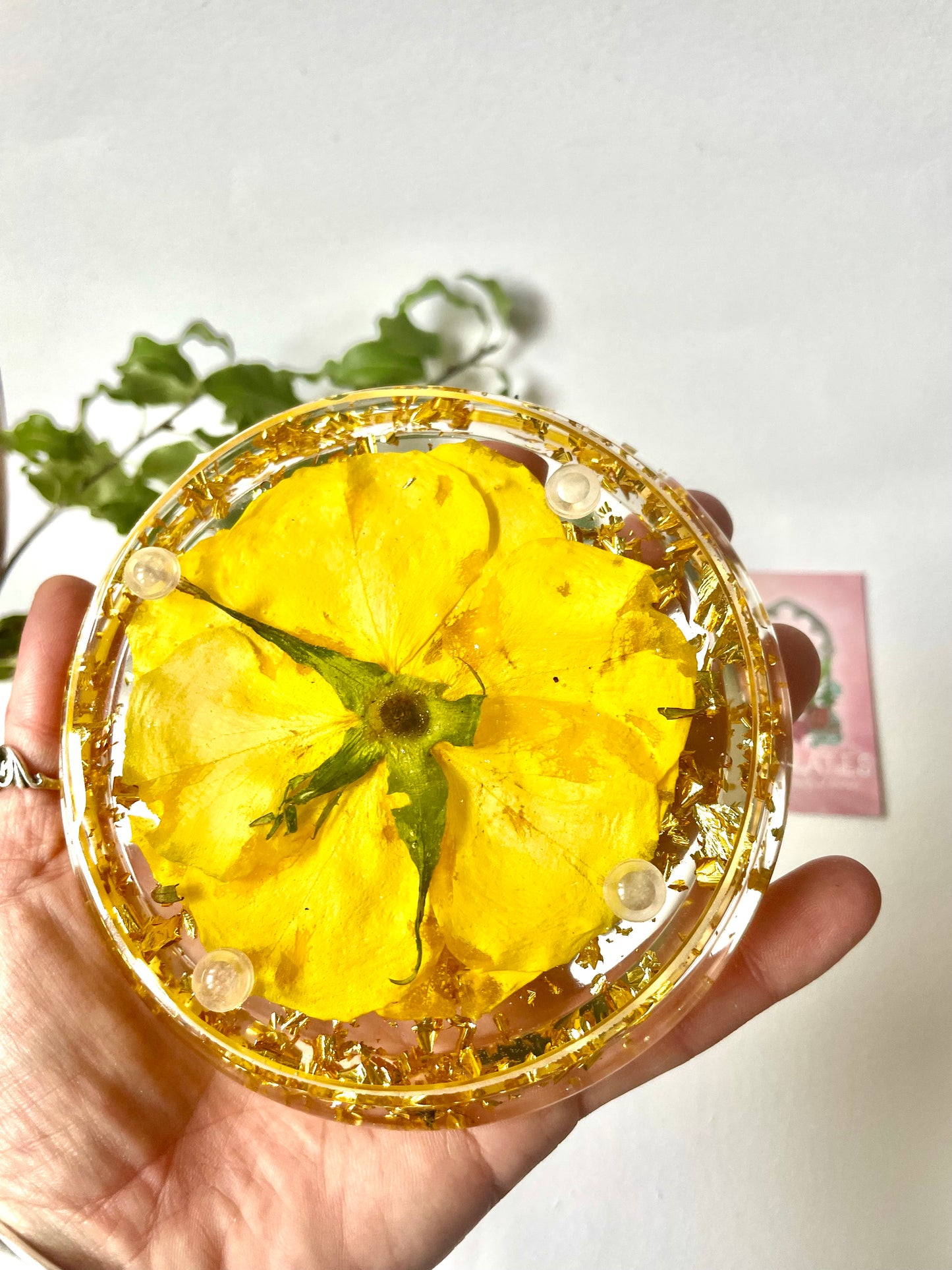 Real rose resin trinket dish