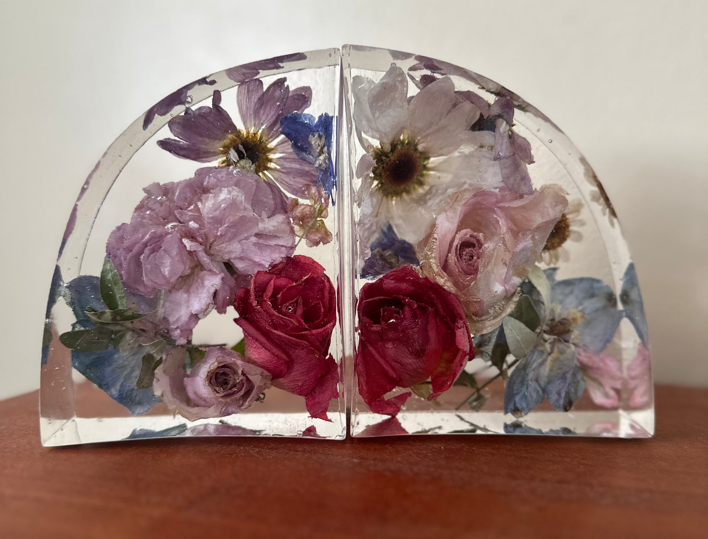 Flower preservation book ends