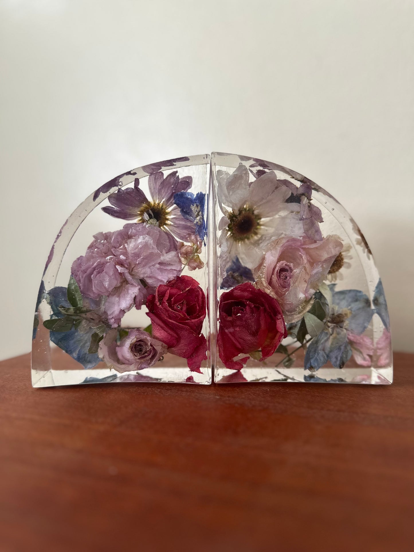 Flower preservation book ends