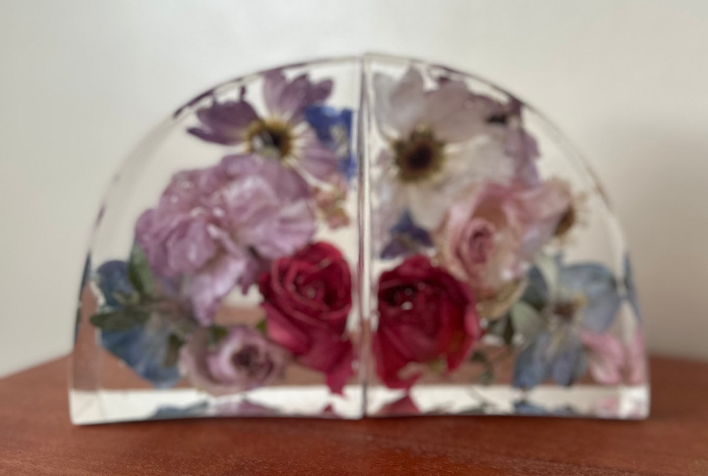 Flower preservation book ends