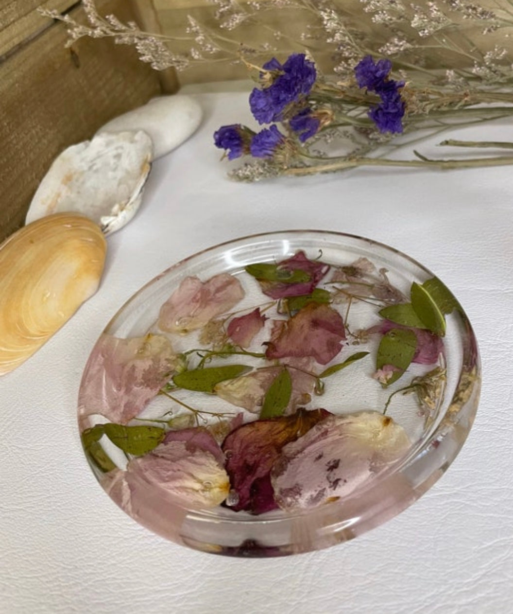 Flower preservation trinket dish