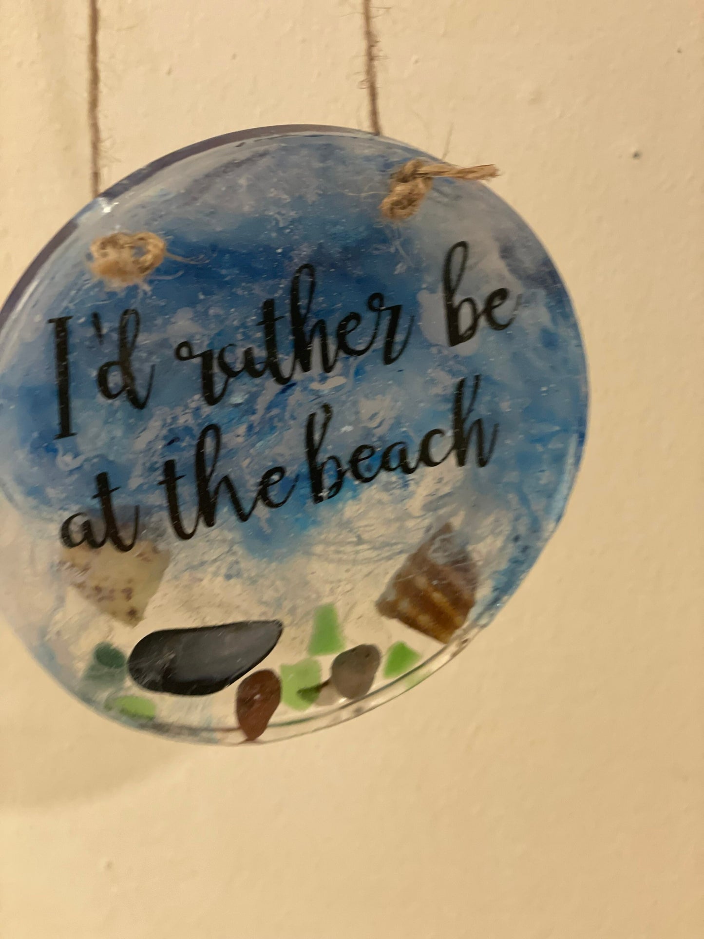 Waves in resin beach art, Id rather be at the beach art, handmade gift for her, seaside resin wall art, beach motto gift for beach lovers,