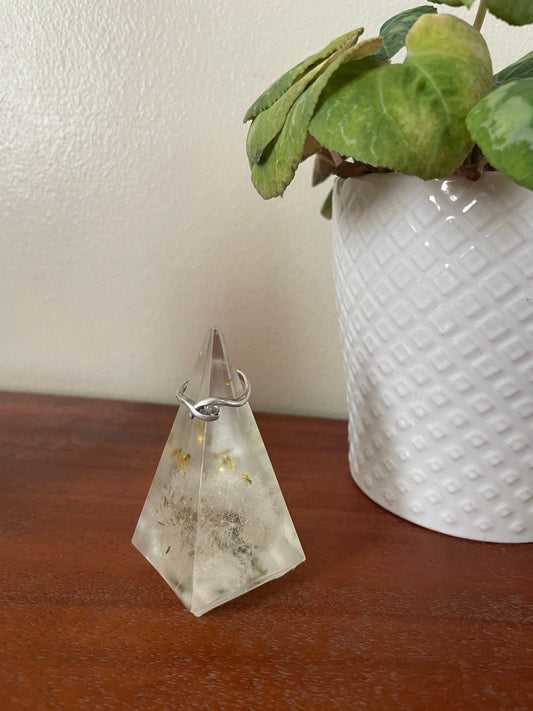 Dandelion wish resin geometric ring holder, wedding ring storage,dandelion clock ring cone, jewellery storage, gift for her, handmade gift
