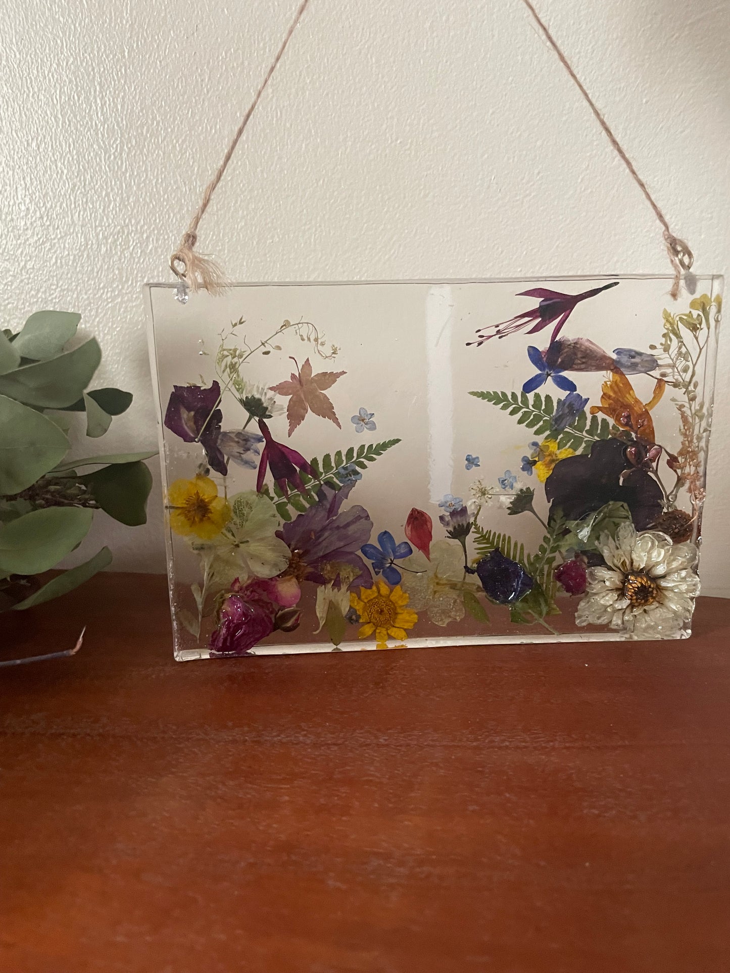 Wildflower and resin wall art