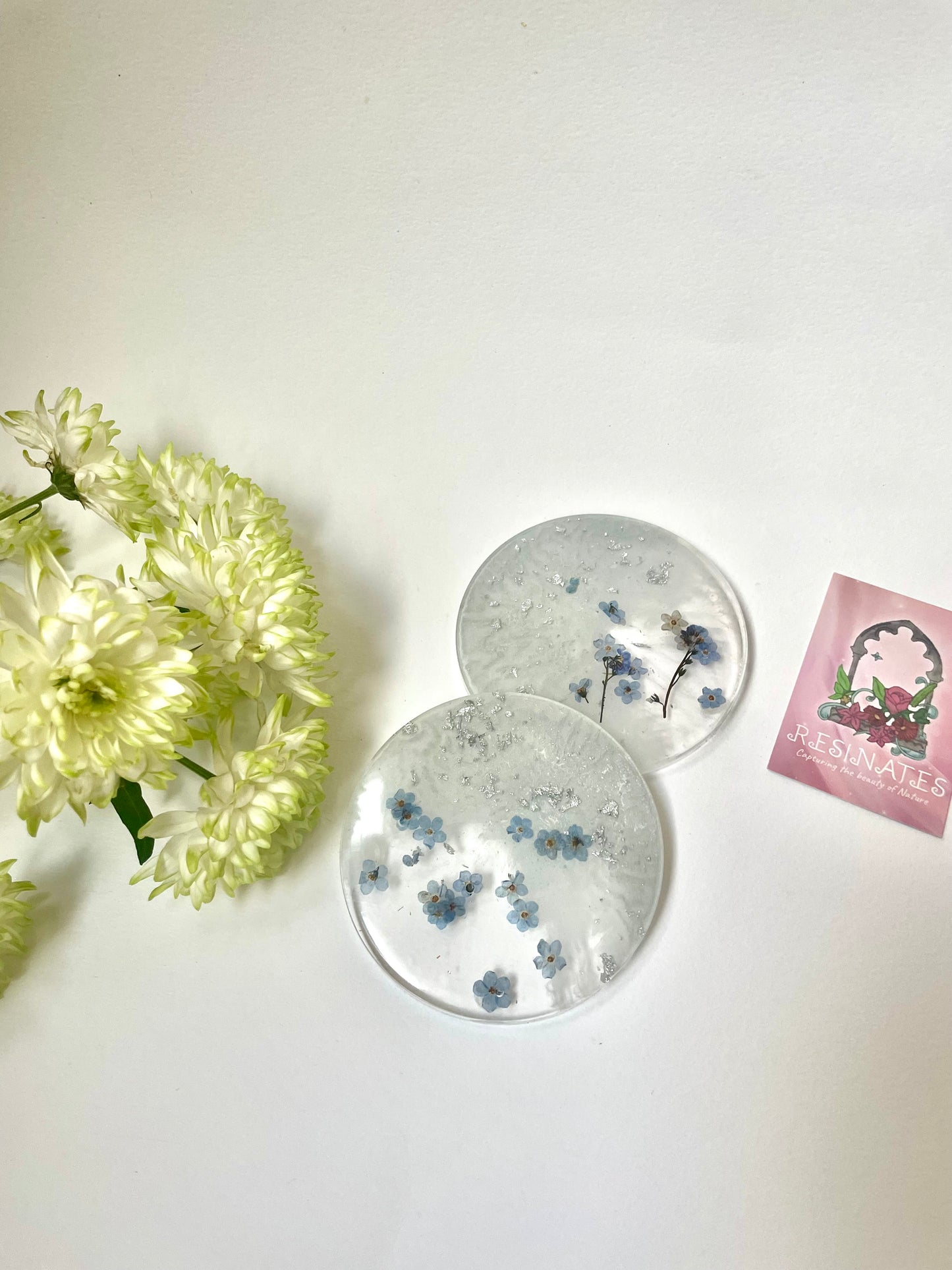 Forget me not resin coasters