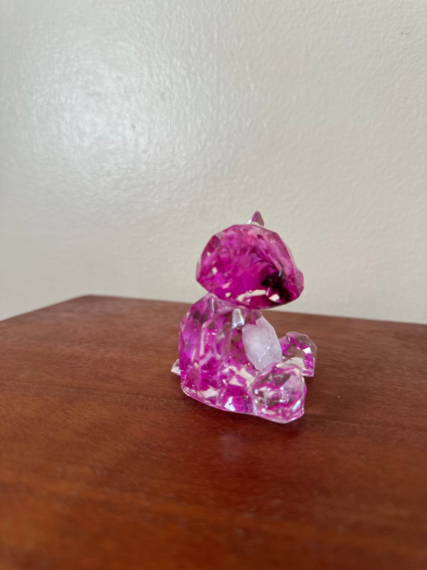 Resin Teddy Bear with Flower Preservation and Inclusions