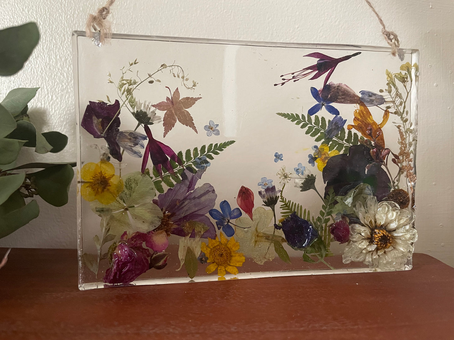 Wildflower and resin wall art