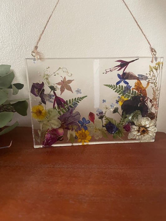 Wildflower and resin wall art