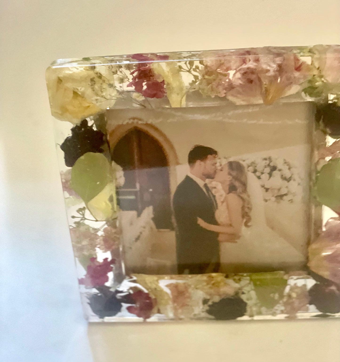 Square resin flower preservation photo frame