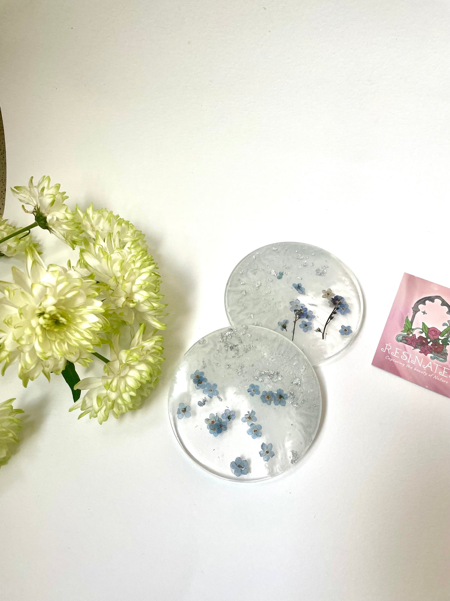 Forget me not resin coasters