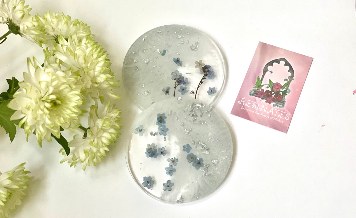 Forget me not resin coasters