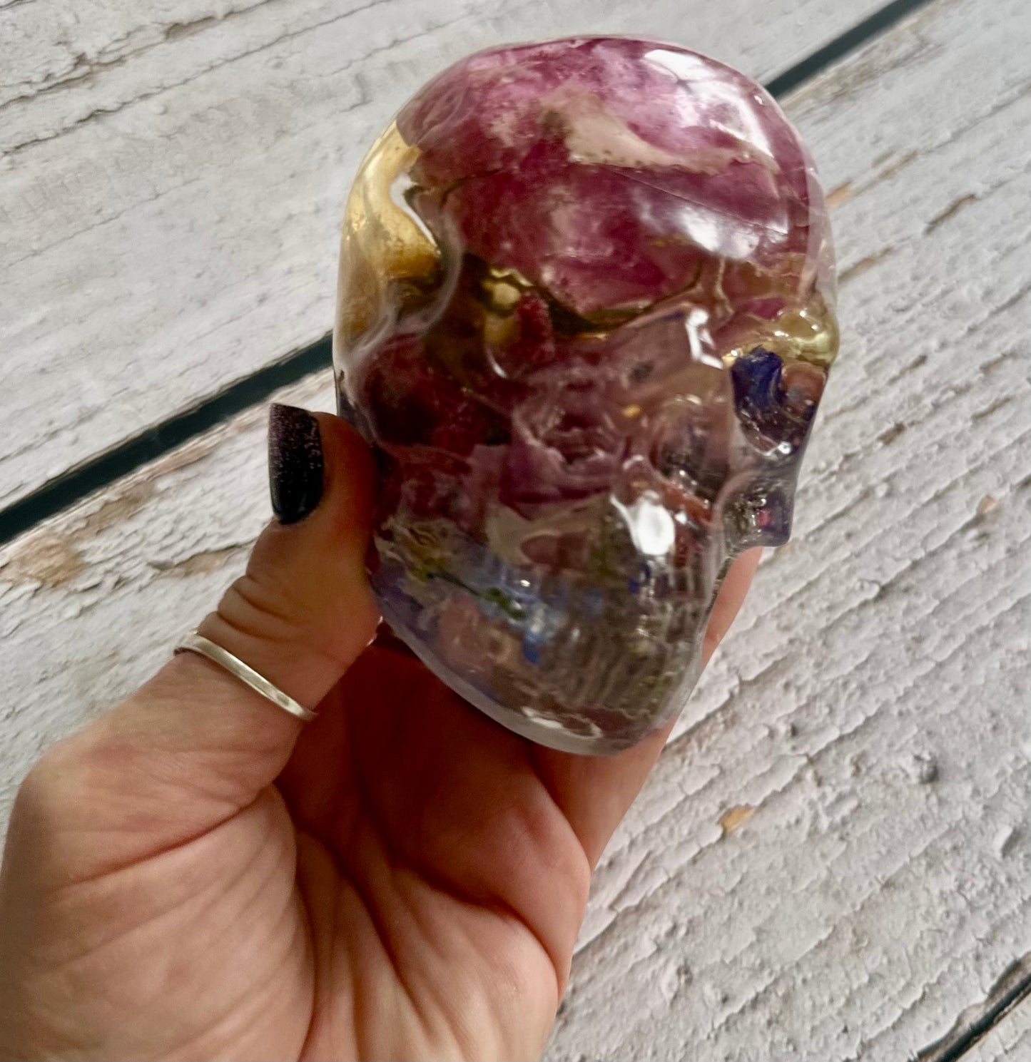 Flower preservation resin skull