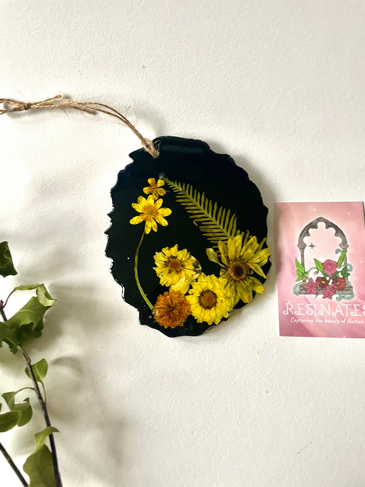 Spring flower geode wall hanging