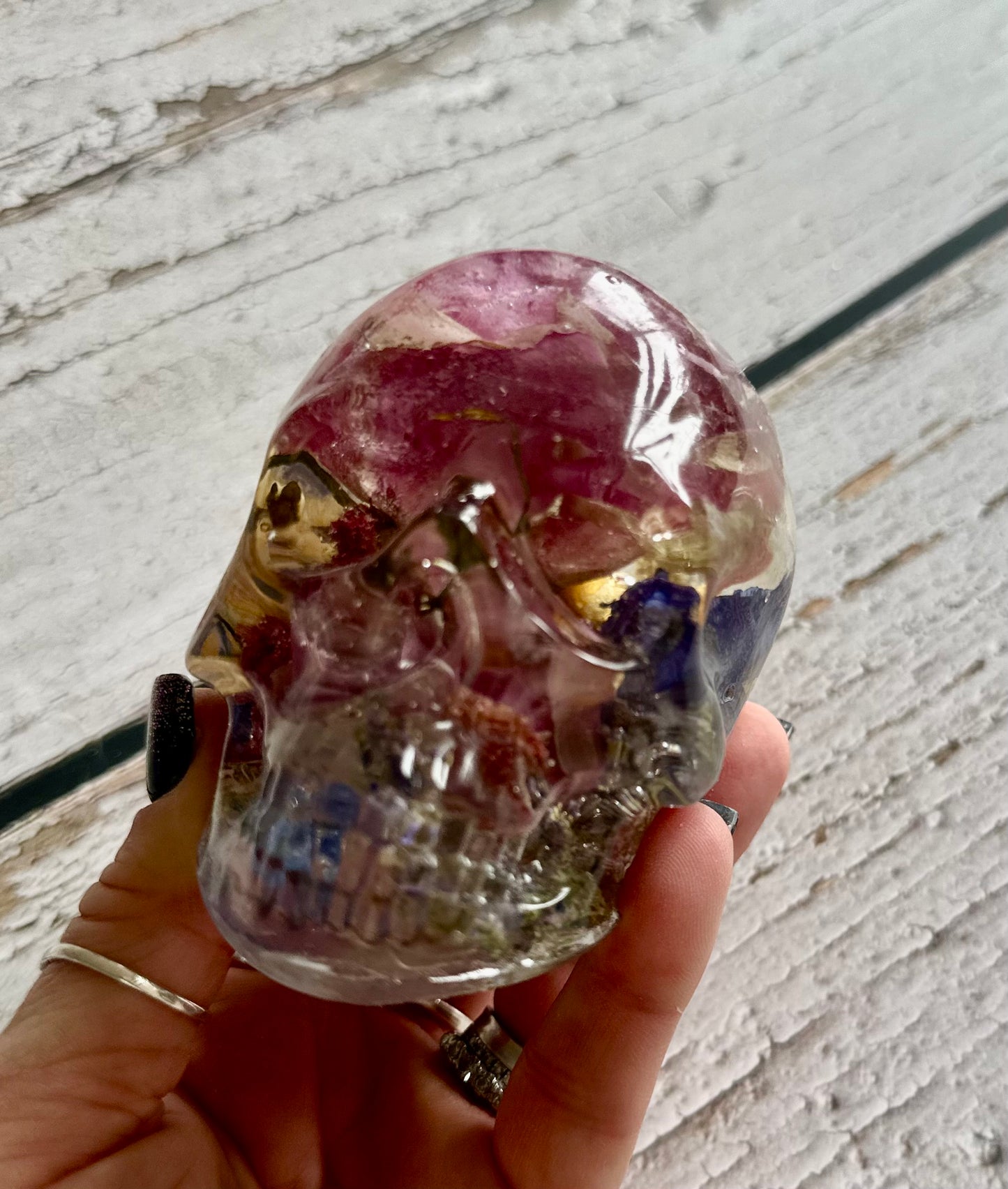 Flower preservation resin skull