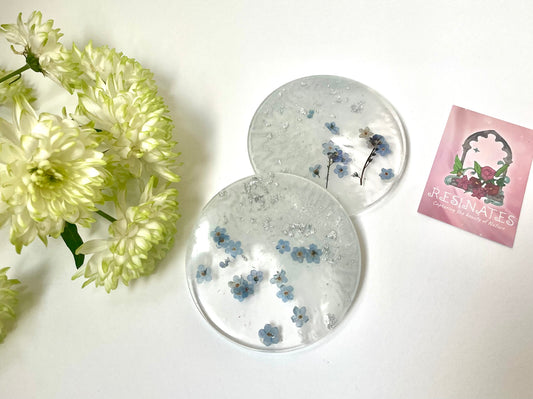 Forget me not resin coasters