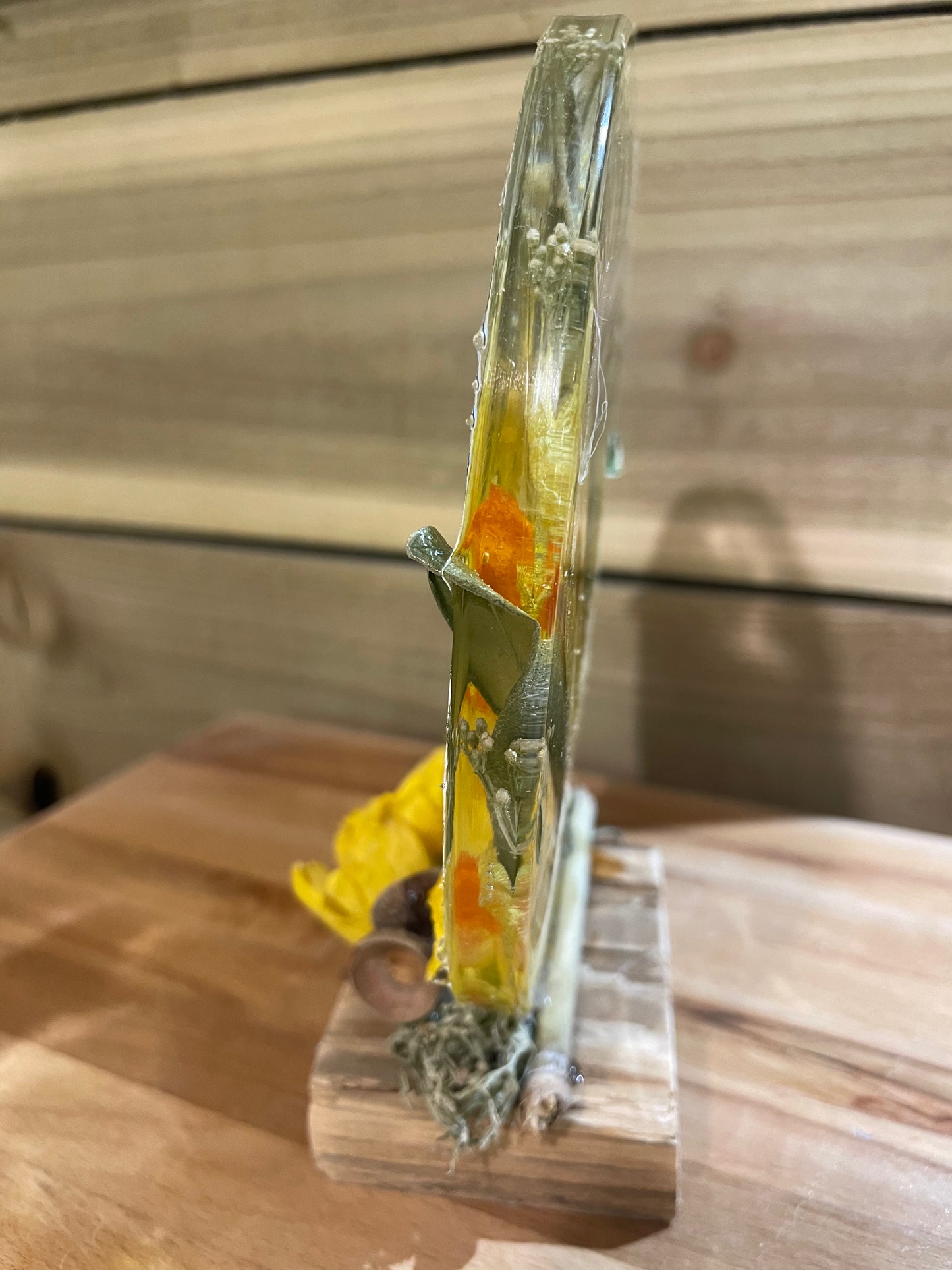 Real daffodils in resin freestanding ornament, handmade real flower gift for her