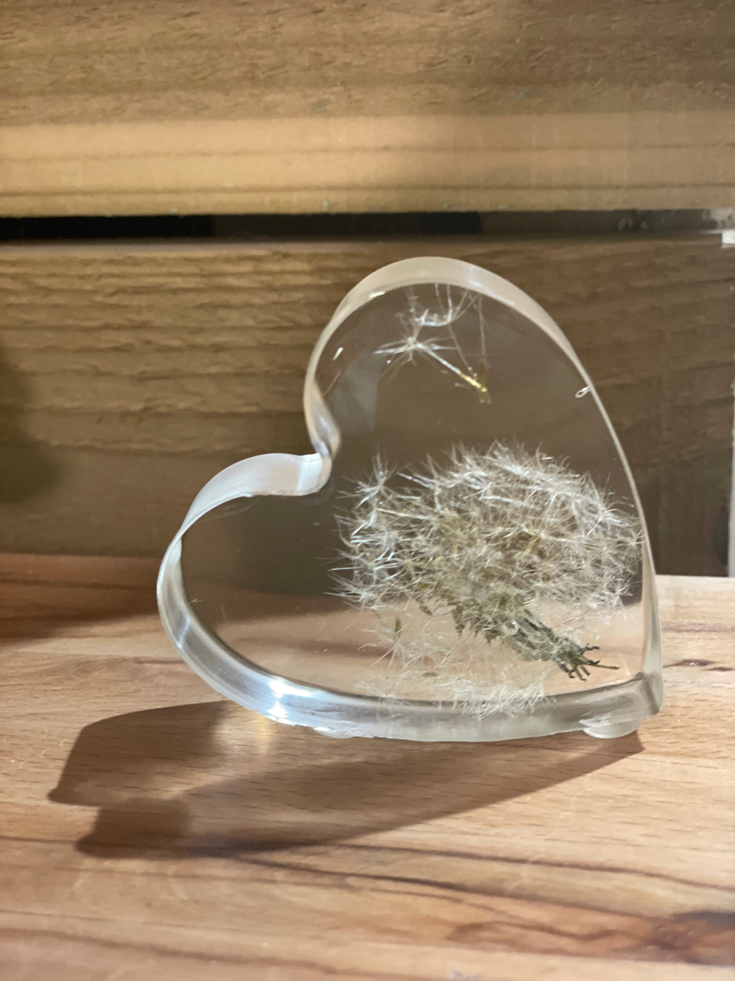 Dandelion wish free standing resin heart