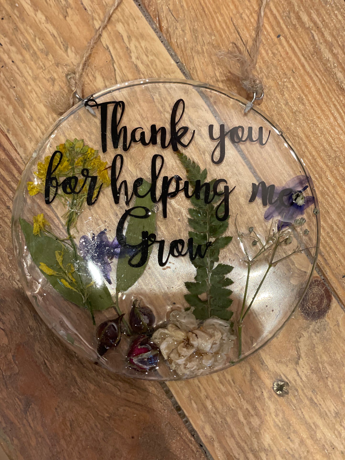 Thank you for helping me grow, teacher gift with real flowers