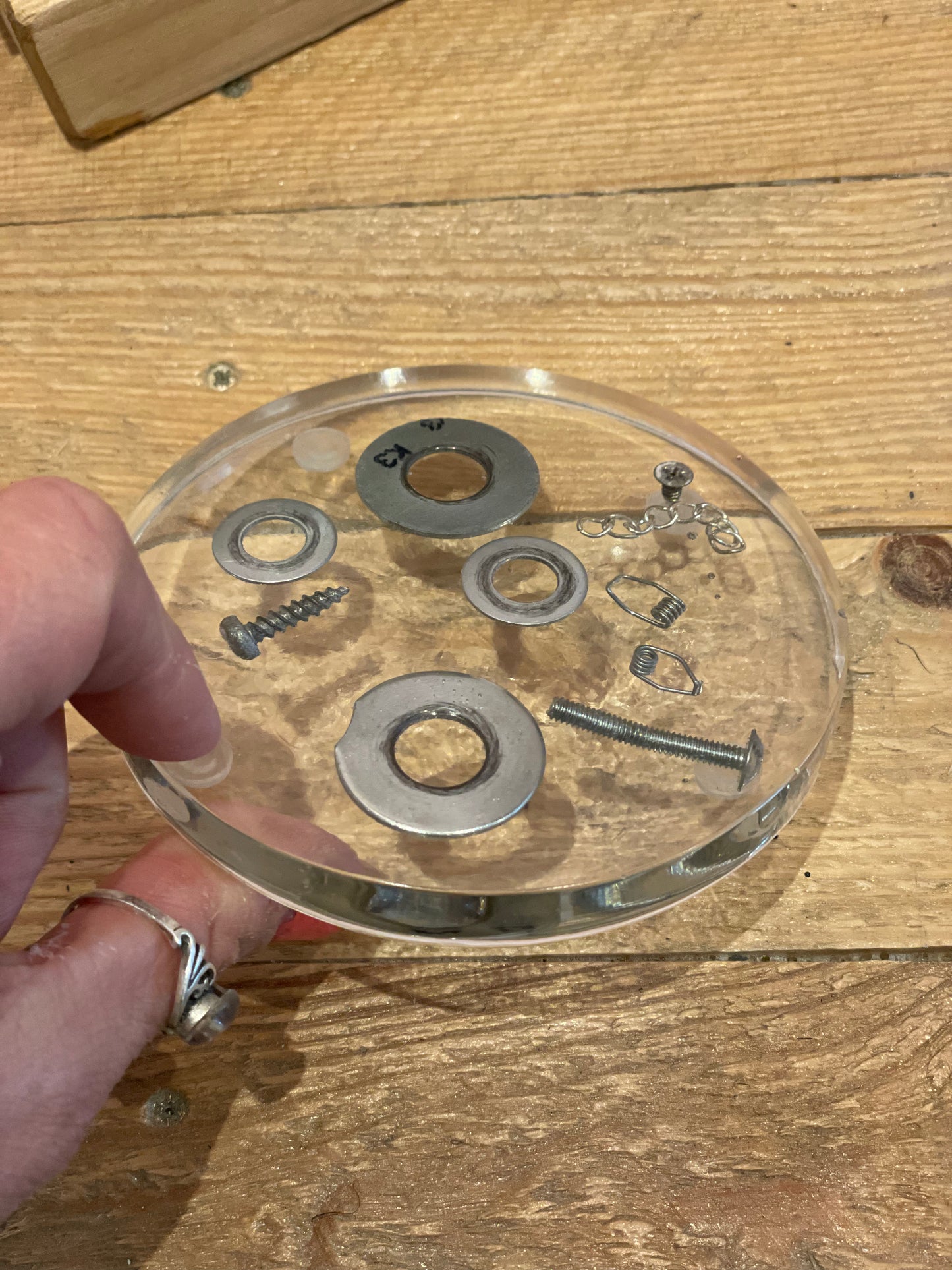 Resin coaster with nuts and bolts for DIY enthusiast