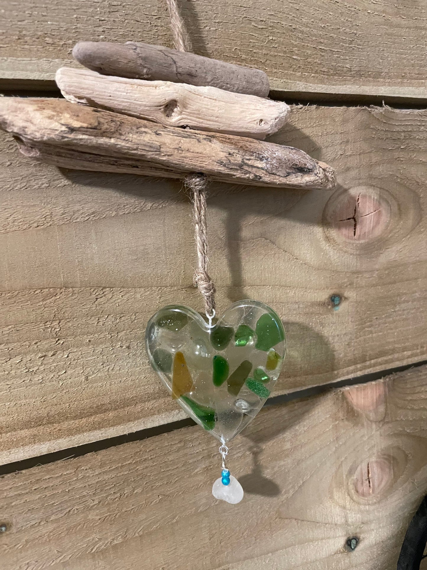 Sea glass Resin hanging heart wall art,heart wall decor gift, birthday gift for beach lover, seaside gift for her, resin heart gift,