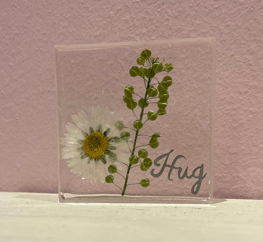 Real flowers in resin gift,personalised gift for her,Mum birthday gift,grandparent gift,resin pocket hug,birthday gift for her,