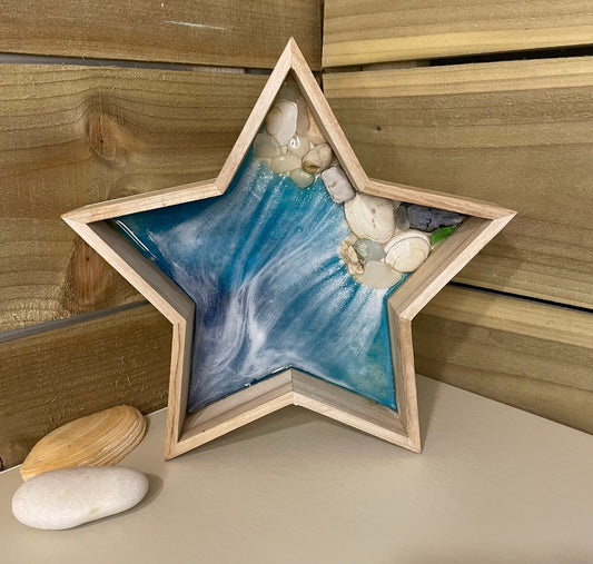 Unique star shaped resin waves trinket dish, gift for beach lover, coastal home decor gift, ocean decor gift for her, Mothers day gift