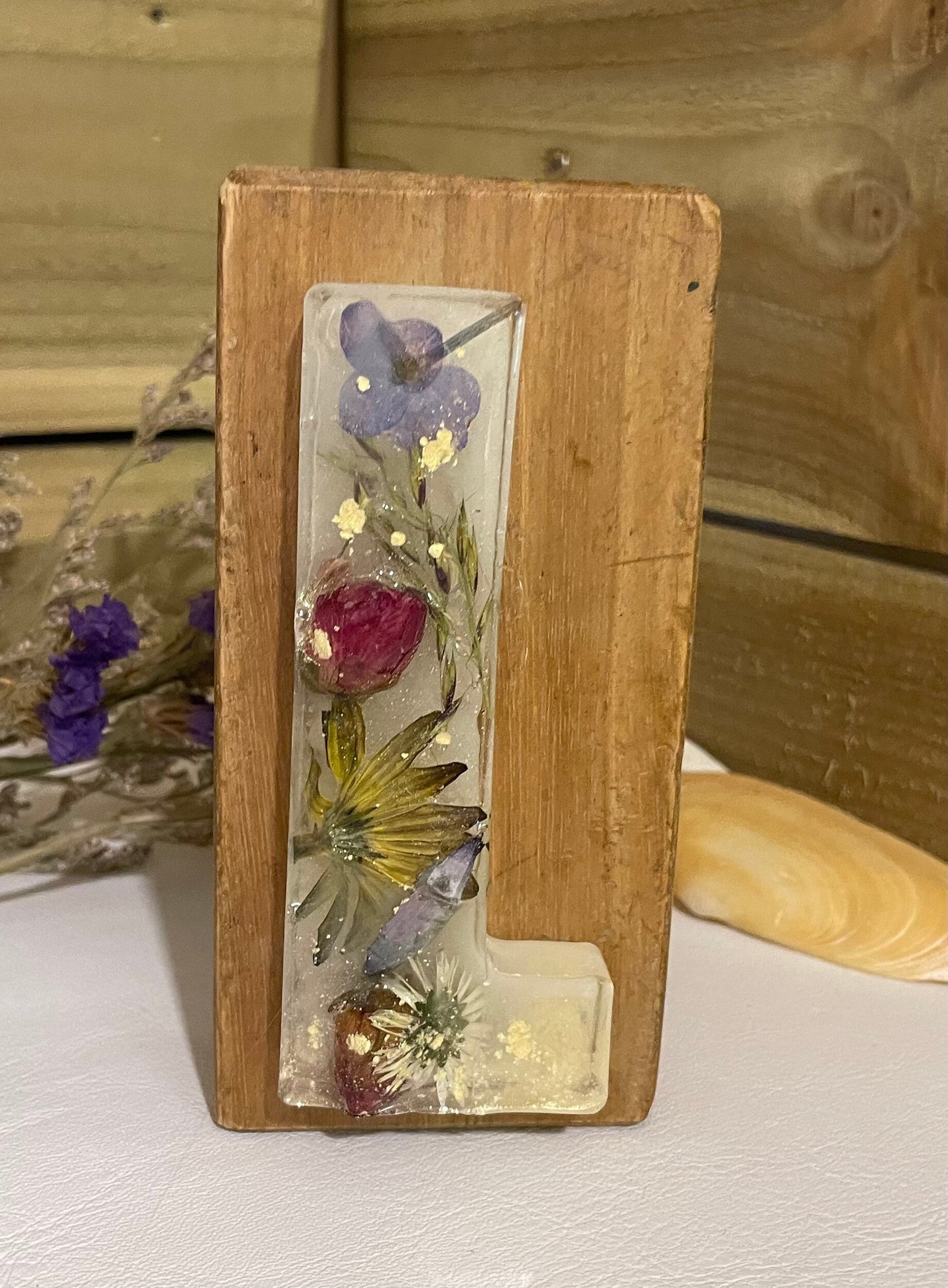 Love sign made from real flowers in resin and reclaimed wood, love gift for her, anniversary gift for special couple, unique wedding gift,