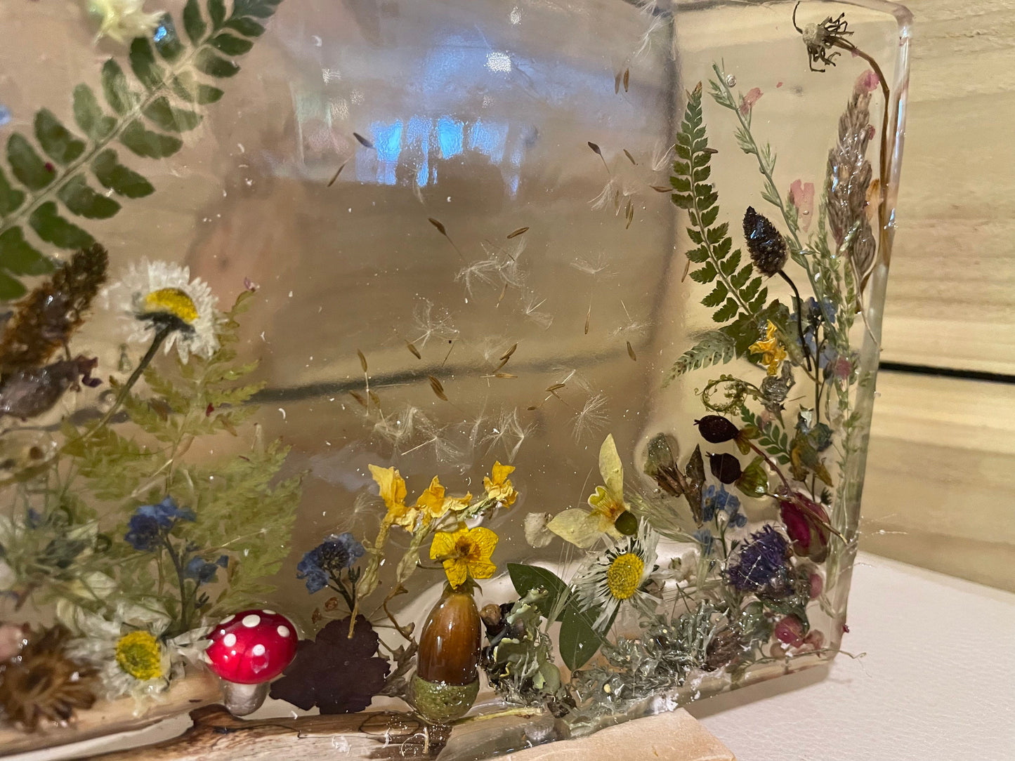 Wildflower and resin unique freestanding home decor, gift for her, birthday gift, resin flower preservation, Christmas gift, unique gift