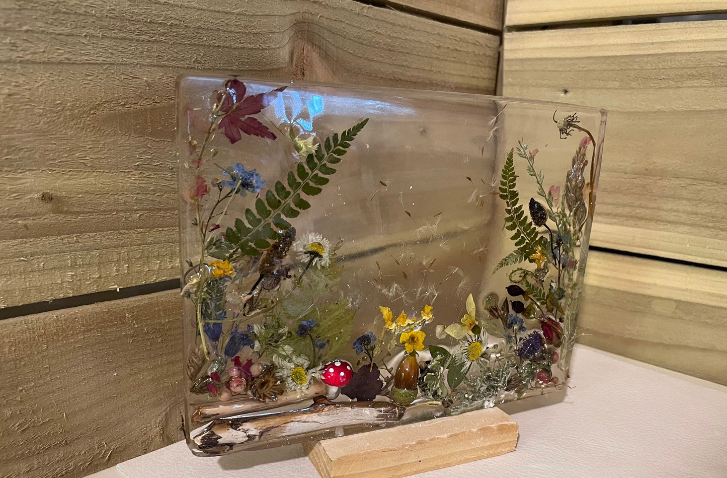 Wildflower and resin unique freestanding home decor, gift for her, birthday gift, resin flower preservation, Christmas gift, unique gift