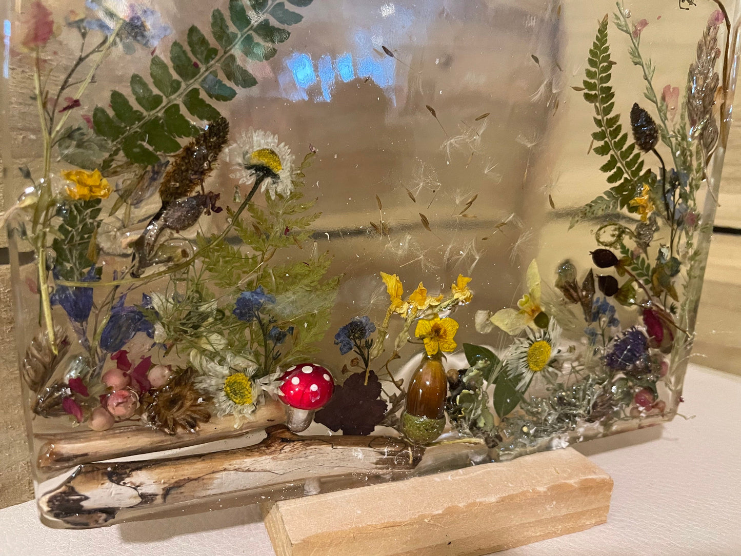 Wildflower and resin unique freestanding home decor, gift for her, birthday gift, resin flower preservation, Christmas gift, unique gift