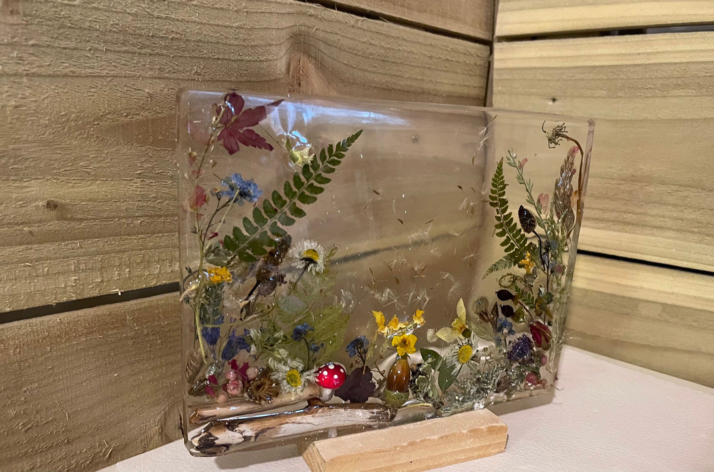 Wildflower and resin unique freestanding home decor, gift for her, birthday gift, resin flower preservation, Christmas gift, unique gift