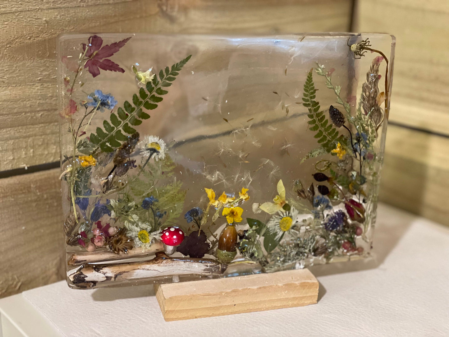 Wildflower and resin unique freestanding home decor, gift for her, birthday gift, resin flower preservation, Christmas gift, unique gift