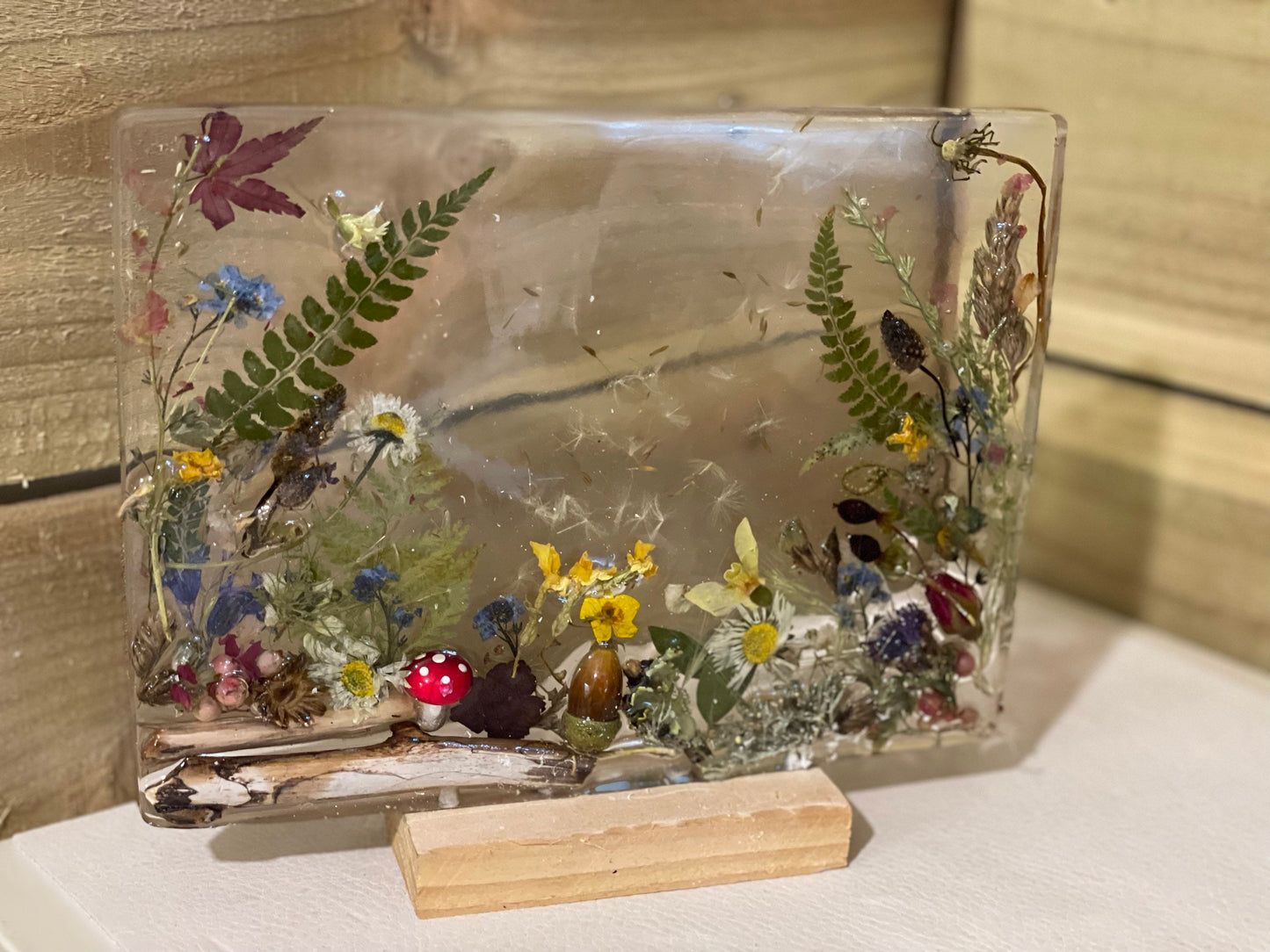 Wildflower and resin unique freestanding home decor, gift for her, birthday gift, resin flower preservation, Christmas gift, unique gift