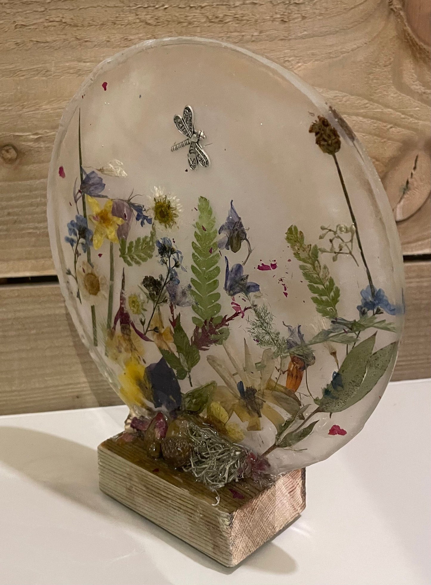 Wildflower and resin unique freestanding home decor, gift for her,  birthday gift for nature lovers, English garden, Mother’s Day gift