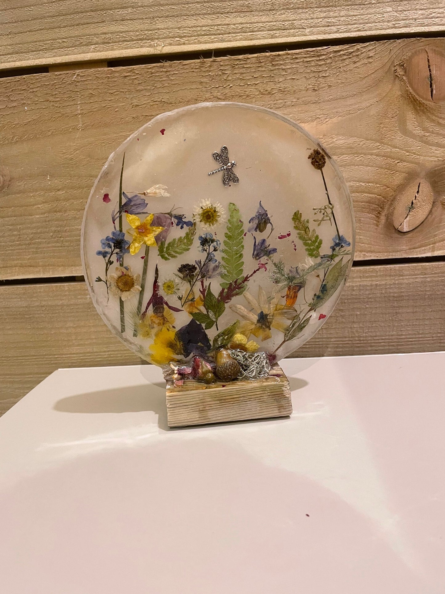 Wildflower and resin unique freestanding home decor, gift for her,  birthday gift for nature lovers, English garden, Mother’s Day gift