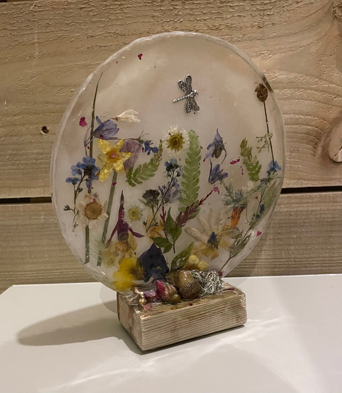 Wildflower and resin unique freestanding home decor, gift for her,  birthday gift for nature lovers, English garden, Mother’s Day gift