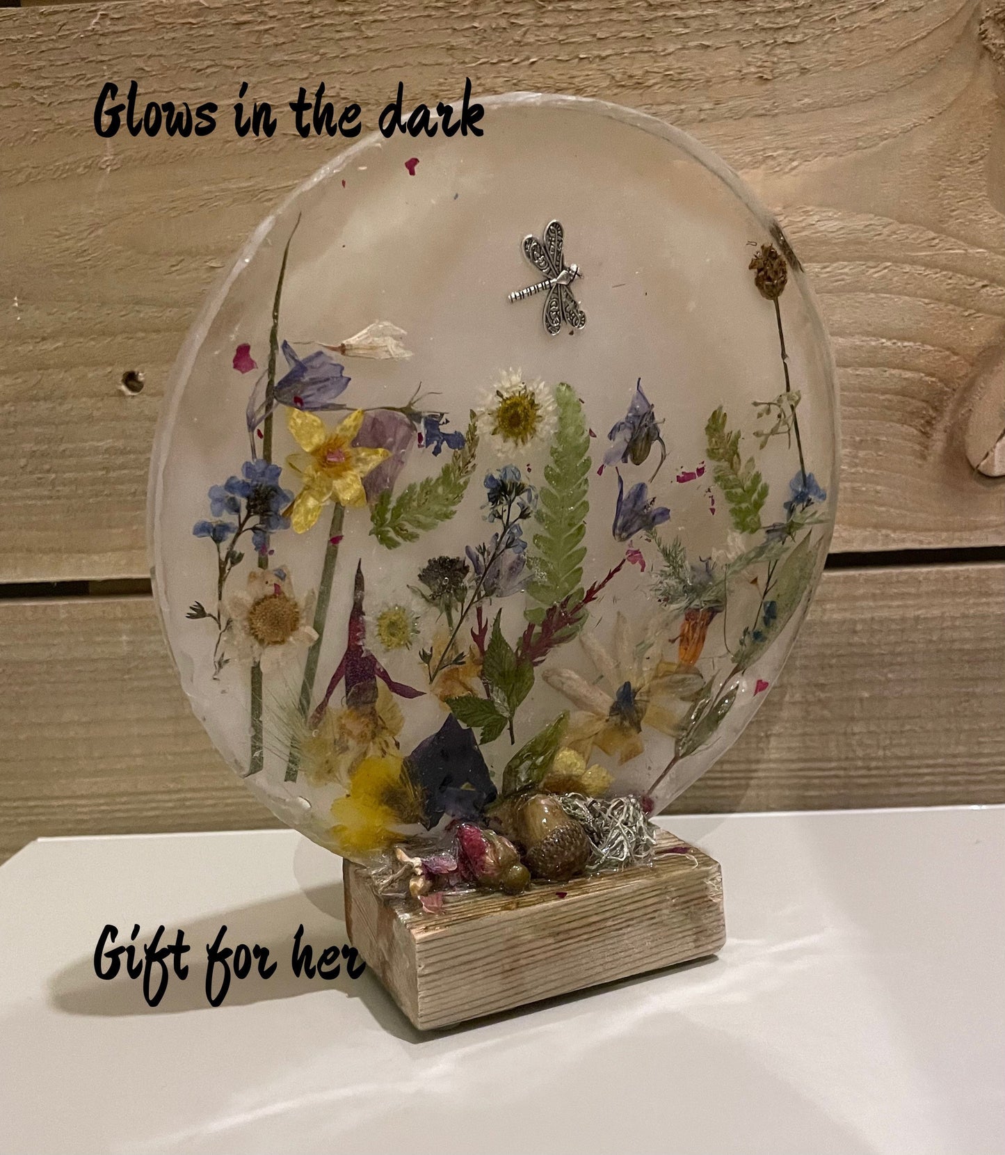 Wildflower and resin unique freestanding home decor, gift for her,  birthday gift for nature lovers, English garden, Mother’s Day gift