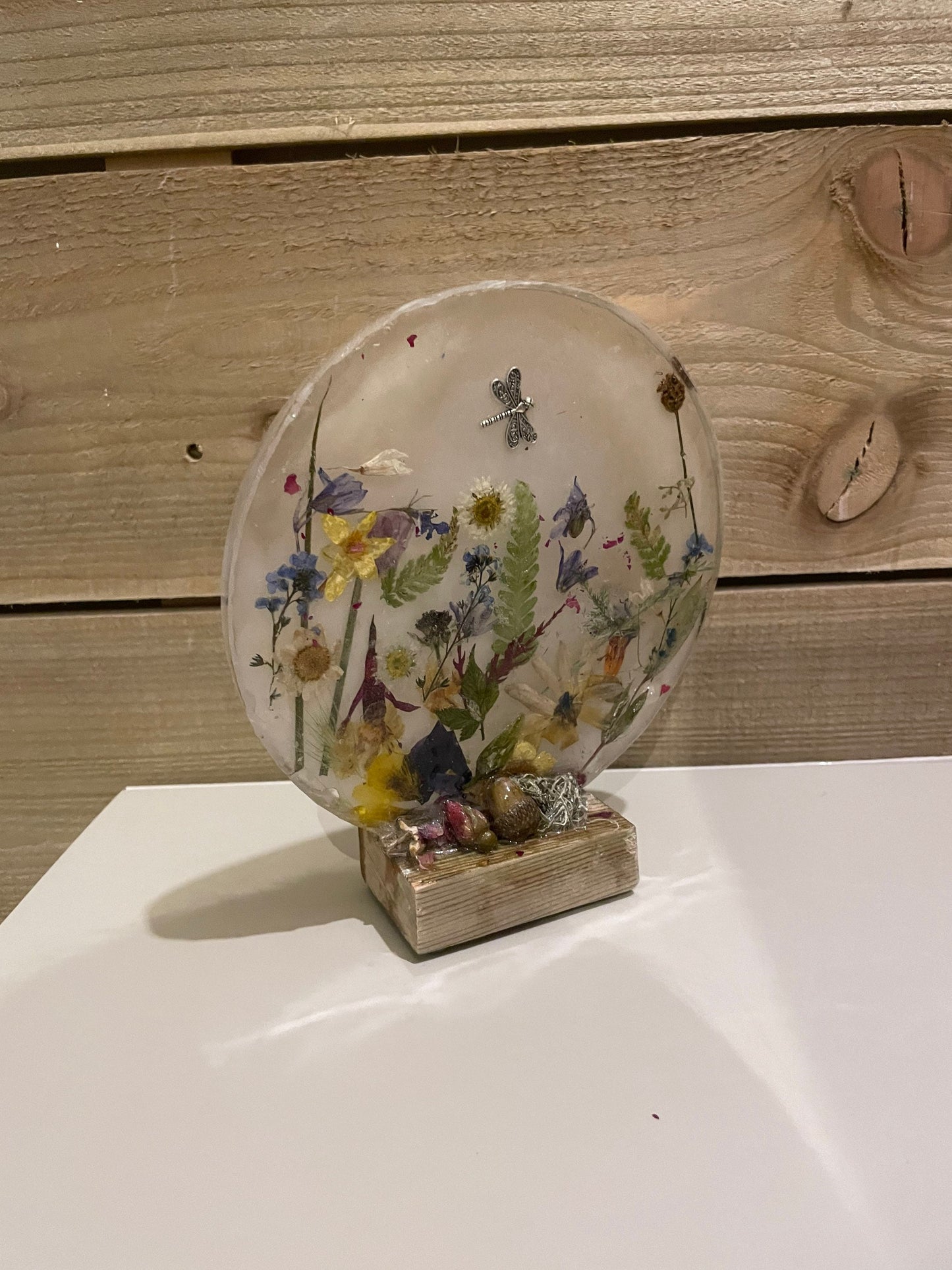 Wildflower and resin unique freestanding home decor, gift for her,  birthday gift for nature lovers, English garden, Mother’s Day gift