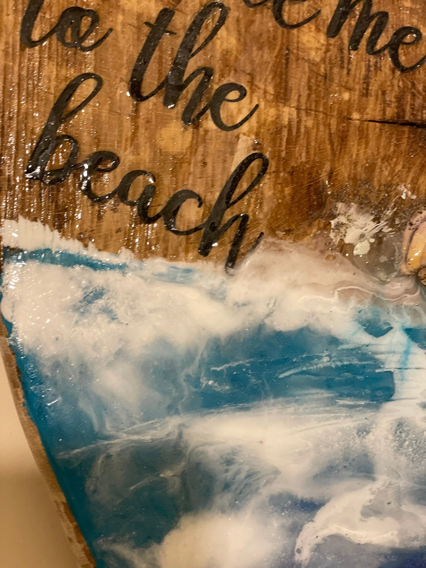 Take me to the beach wooden heart with resin waves statement wall art for coastal themed room, beach vibe sign for summer birthday gift,