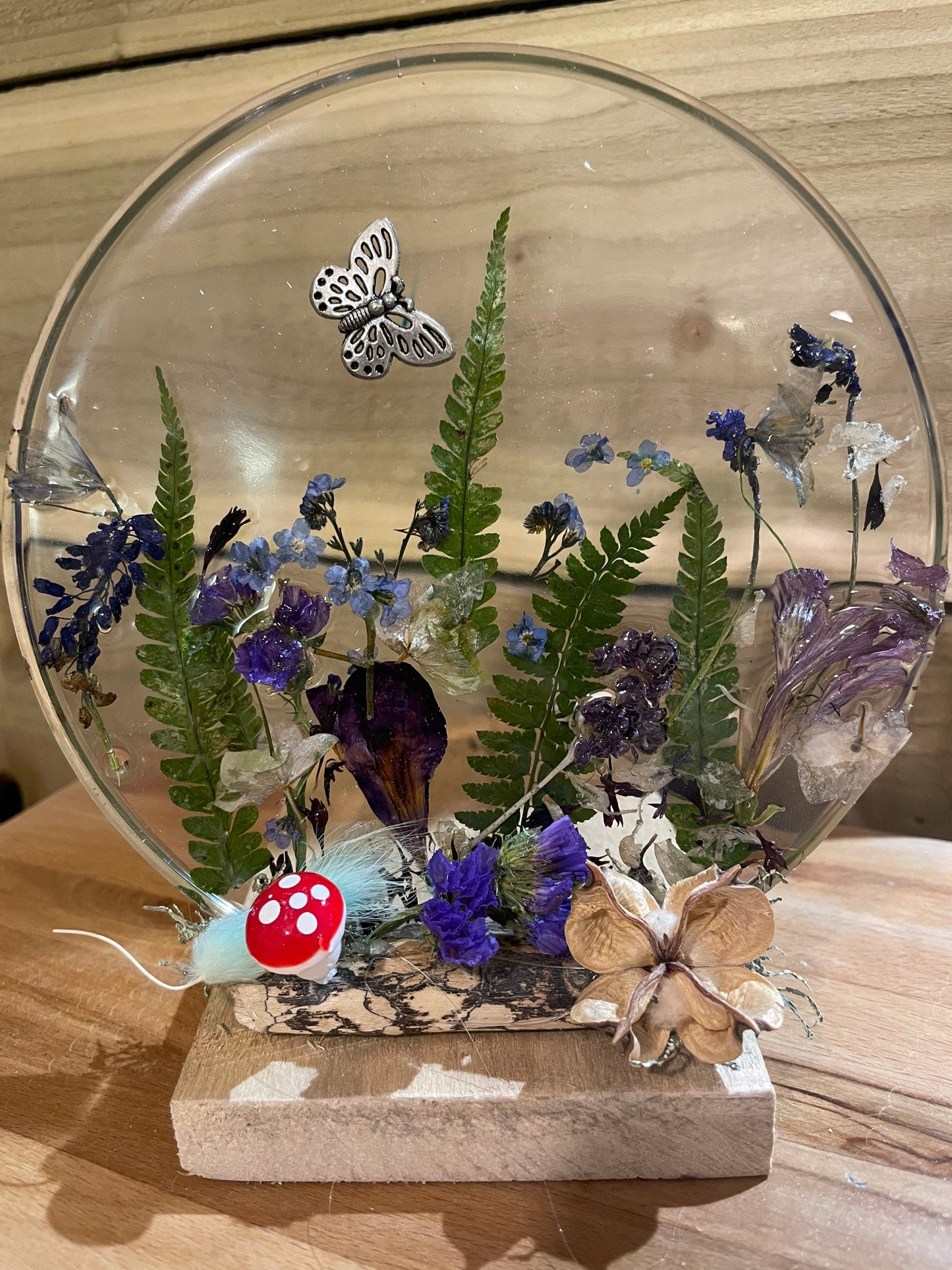 Wildflower and resin freestanding gift for her, preserved flowers, gift for nature lovers, unique flower preservation, English wild flowers