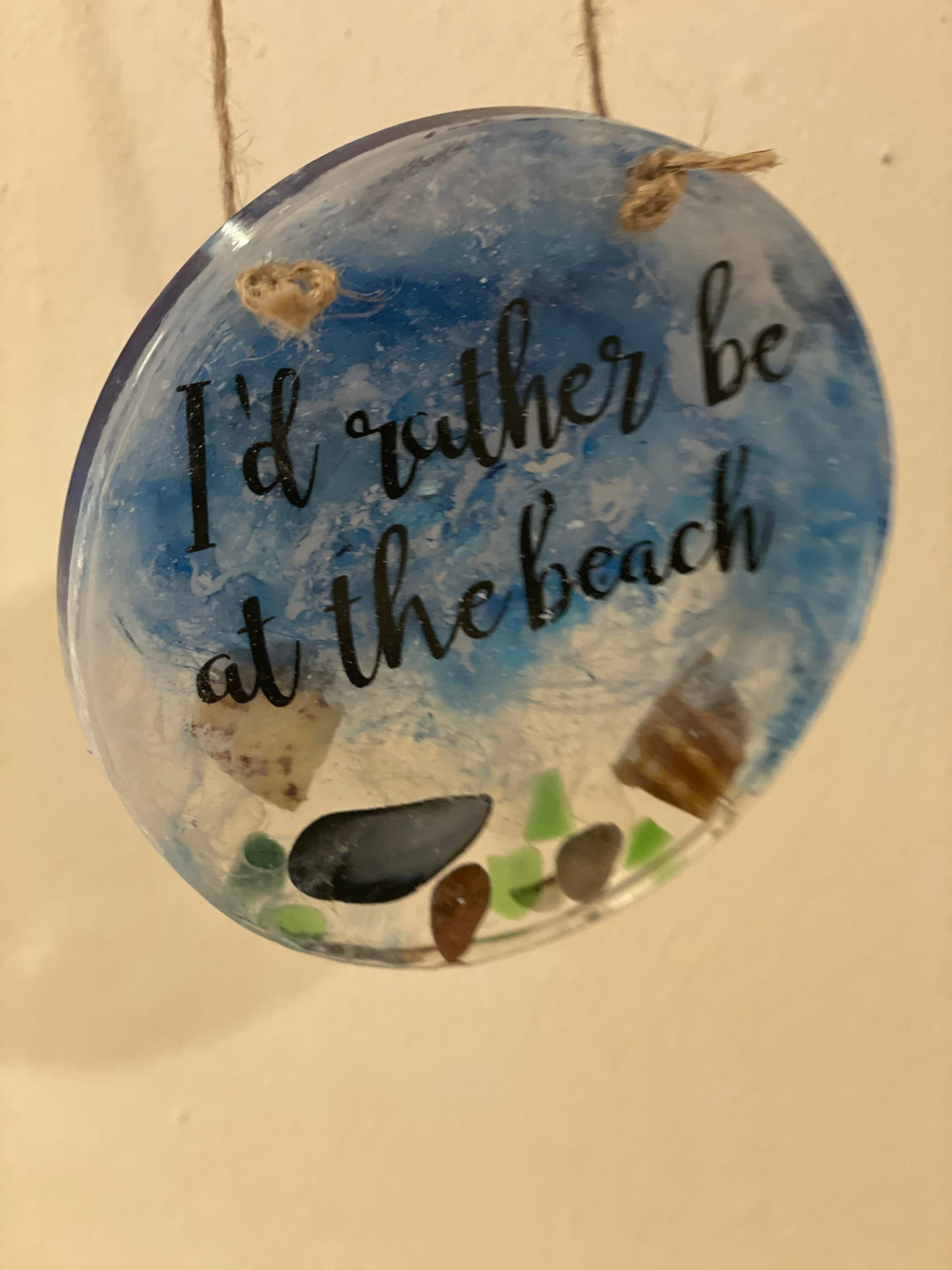 Waves in resin beach art, Id rather be at the beach art, handmade gift for her, seaside resin wall art, beach motto gift for beach lovers,