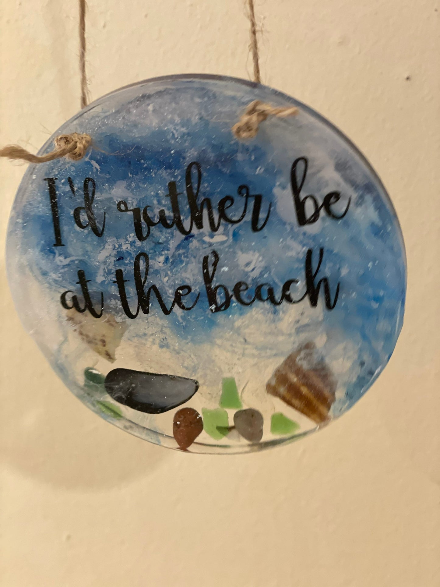 Waves in resin beach art, Id rather be at the beach art, handmade gift for her, seaside resin wall art, beach motto gift for beach lovers,