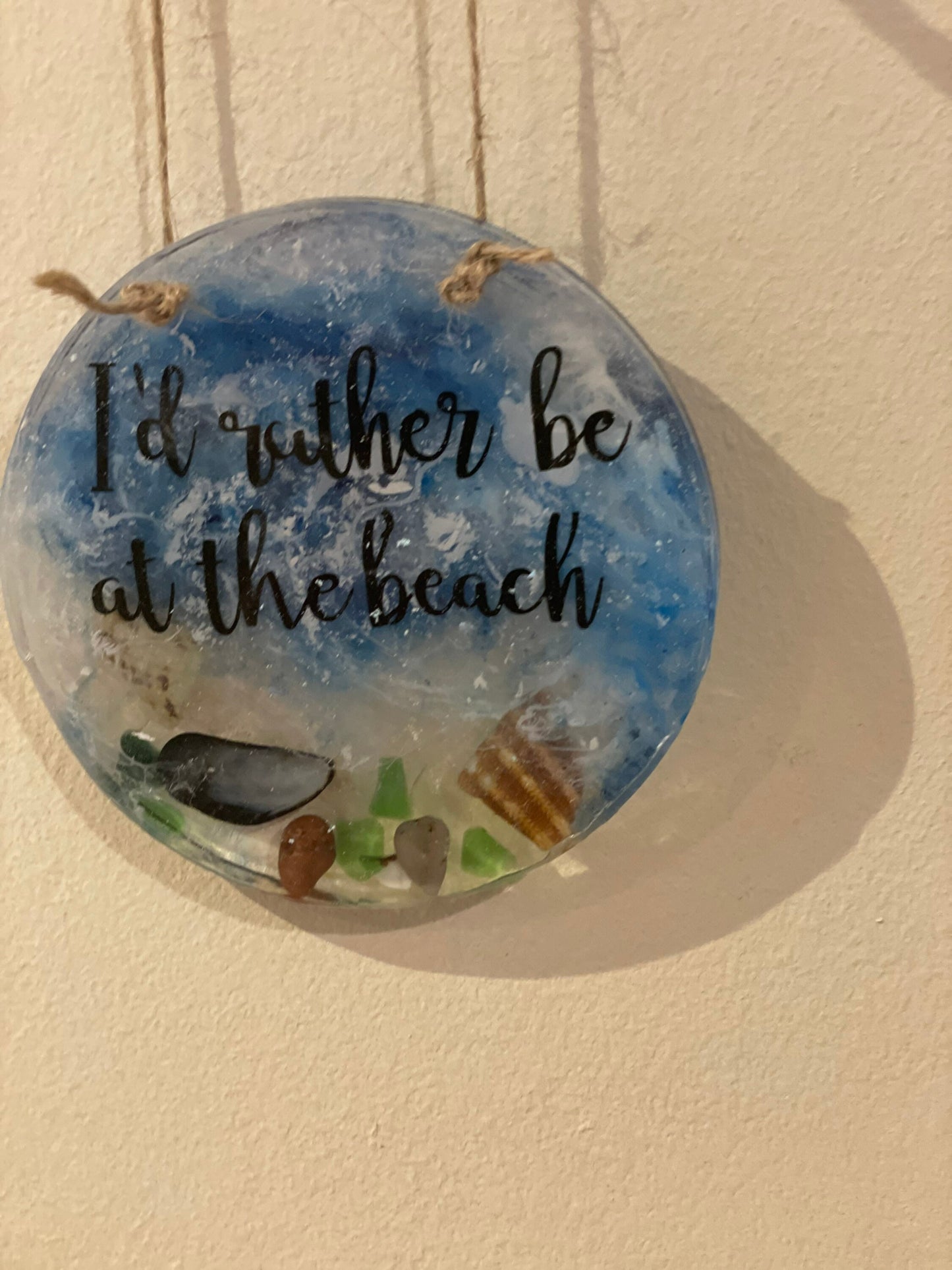 Waves in resin beach art, Id rather be at the beach art, handmade gift for her, seaside resin wall art, beach motto gift for beach lovers,