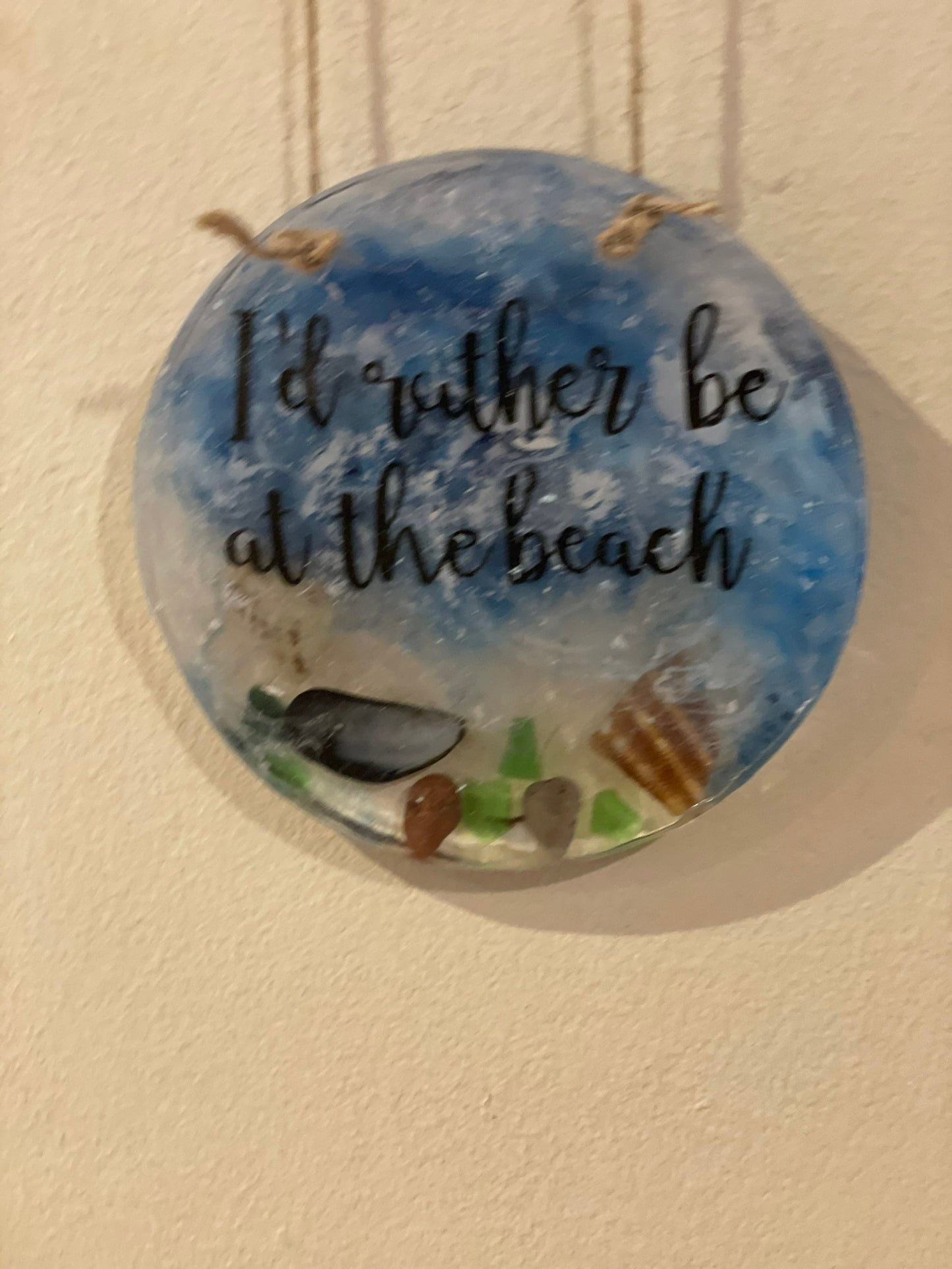 Waves in resin beach art, Id rather be at the beach art, handmade gift for her, seaside resin wall art, beach motto gift for beach lovers,