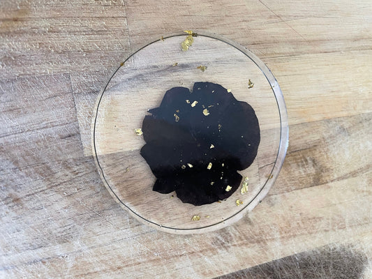 Real black flower coasters, set of 2 handmade resin coasters, gift for her, Christmas gift, pressed flower coasters for her, unique gift